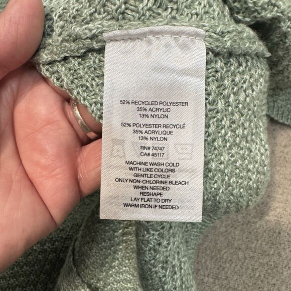 Natural Refletions Cardigan Green Open Knit 3/4 Sleeve Pockets Women S NEW - Picture 4 of 7